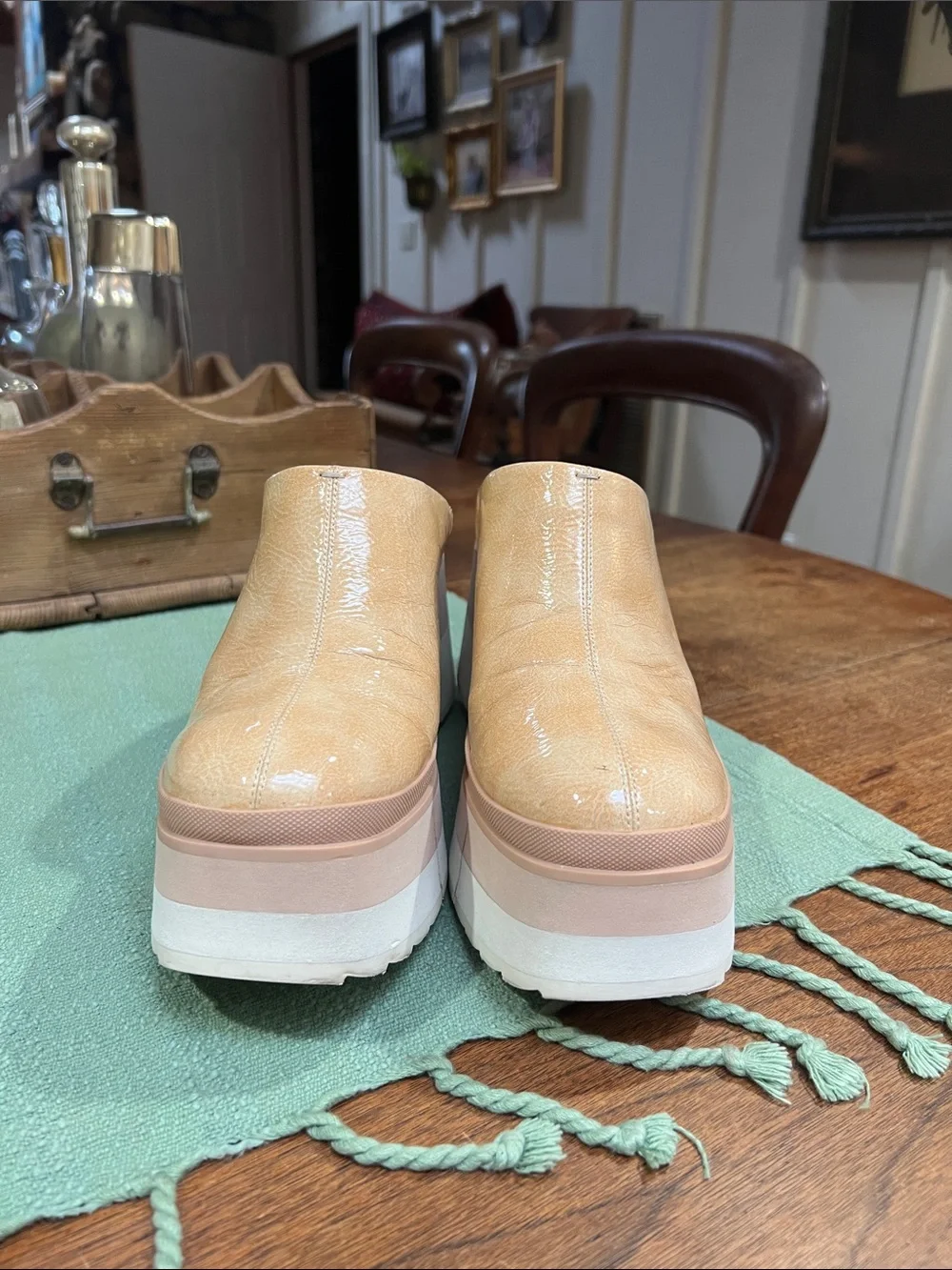 Naked Feet Coach Platforms in Beige